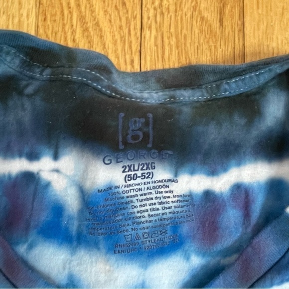 Hand tie dyed tshirt cosmic egg psychedelic kaleidoscope vneck 2XL blue - Picture 6 of 6